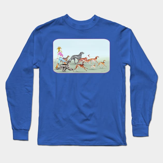 Country Girl. Walking the Sighthounds 2 Long Sleeve T-Shirt by chepea2